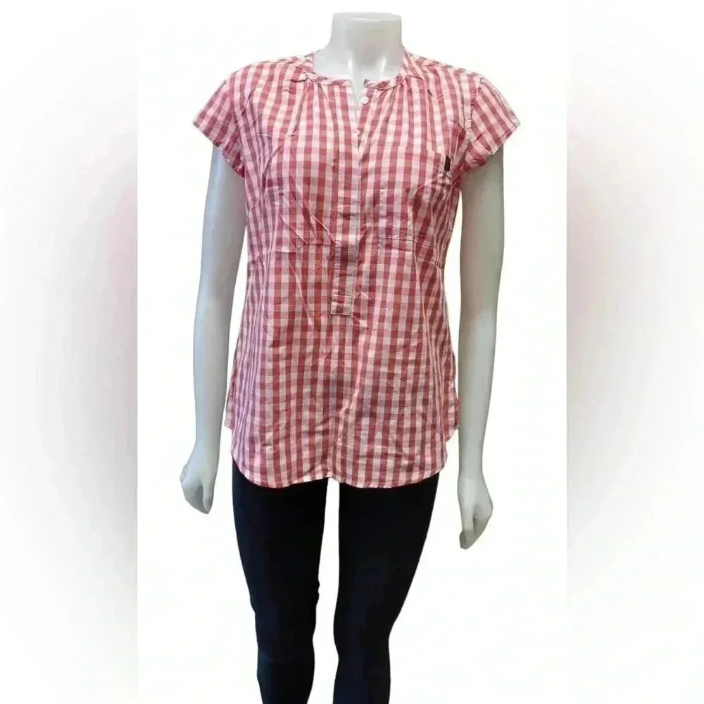 U.S. Polo Assn Red Checkered Short Sleeve Top  Size Medium